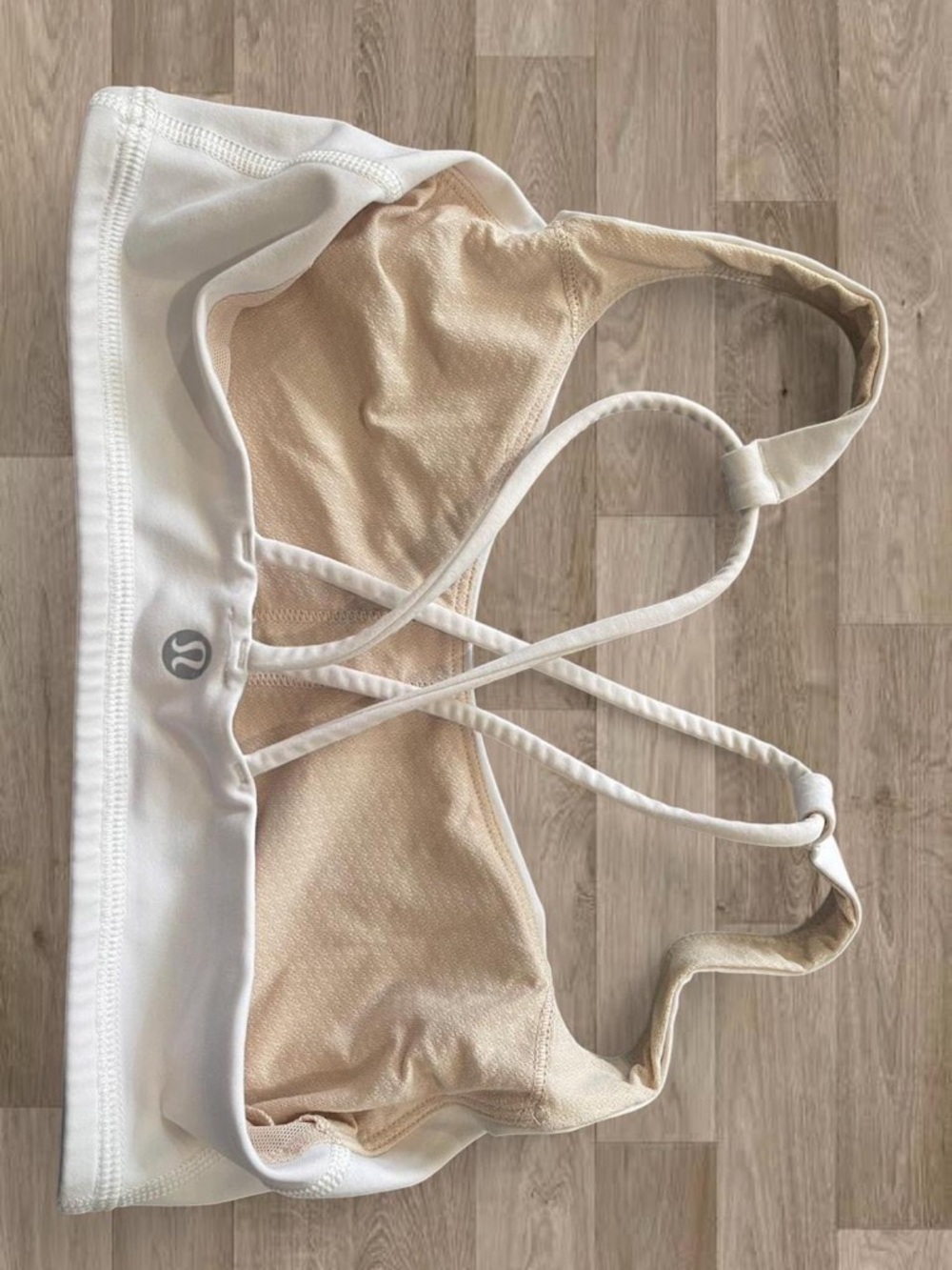lululemon athletica White & Beige Strappy Crossback Sports Bra